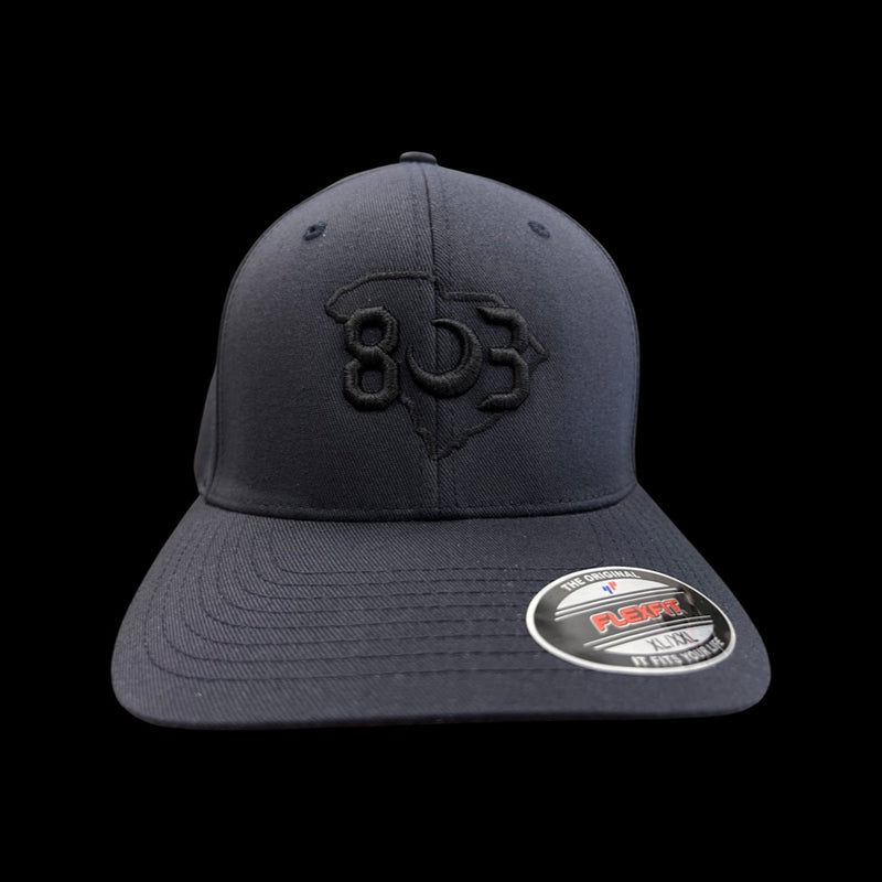 803 Flexfit XXL fitted cotton hat dark navy (2 logo colors)