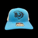 803 Richardson Cyan Blue White Trucker Black Logo