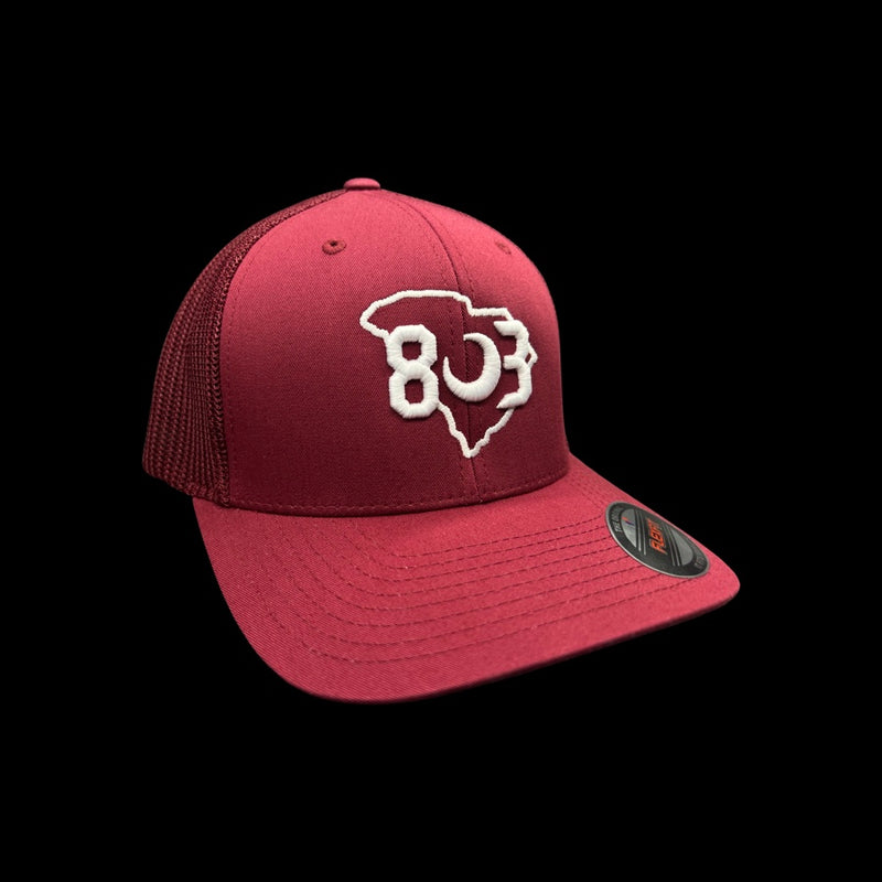 803 Flexfit Fitted Meshback Garnet - White 803