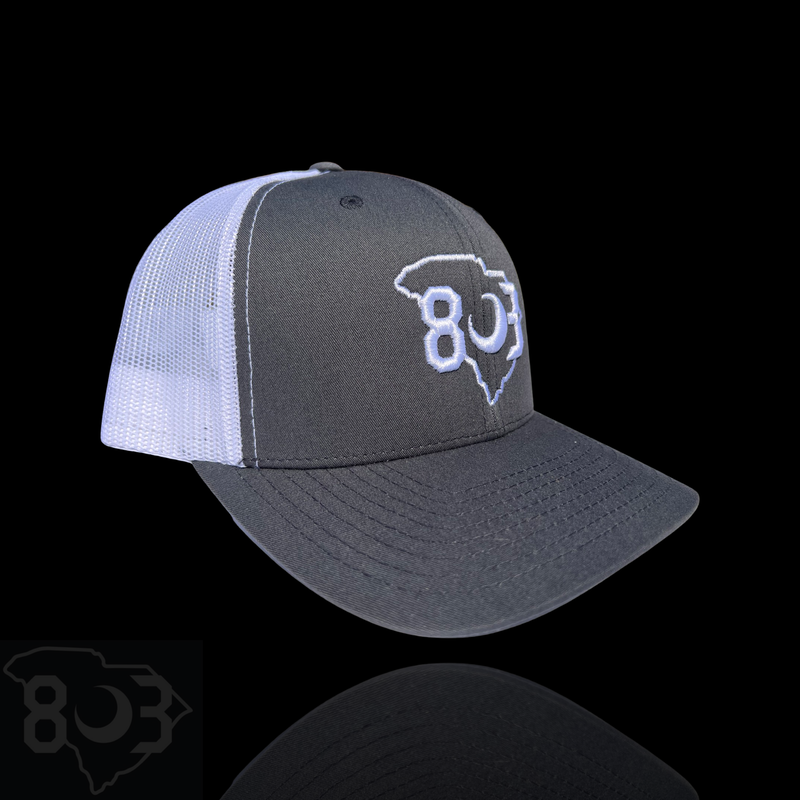 803 Yupoong Charcoal-White Trucker