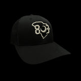 803 Yupoong Black Trucker - silver logo