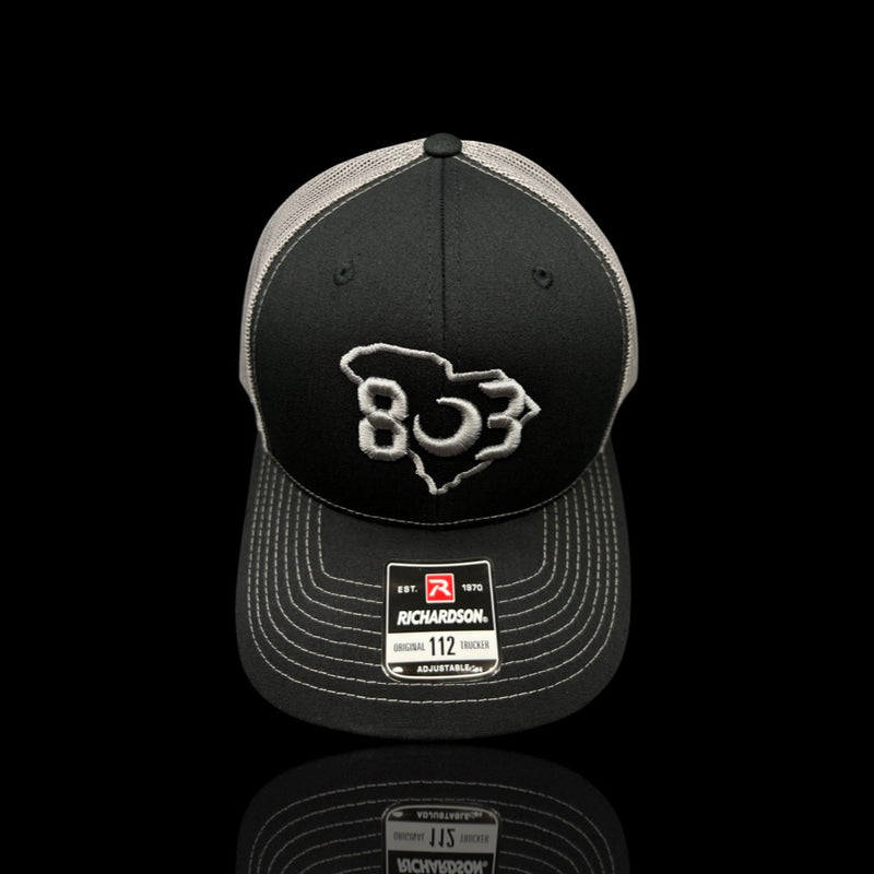 803 Richardson Black Steel Trucker Hat