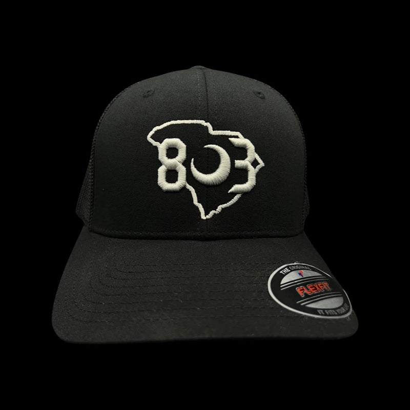 803 Flexfit Fitted Mesh Black - Silver logo