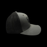 803 Flexfit Charcoal Black Fitted Mesh Trucker Hat