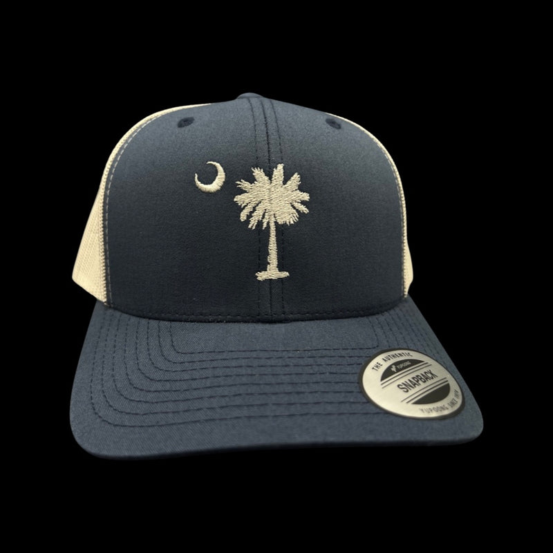 Yupoong 1776 SC Palmetto Moon Navy Silver Trucker Hat