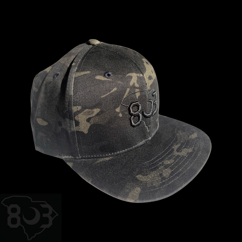 803 Yupoong Black Camo Flatbill Snapback