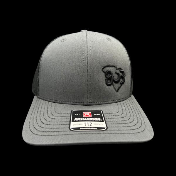 803 Richardson Charcoal-Black Offset Logo Trucker Hat