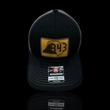 843 Lowcountry Genuine Leather Patch Black Steel Hat