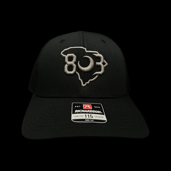 803 Richardson 115 Low Profile Black Trucker - Silver