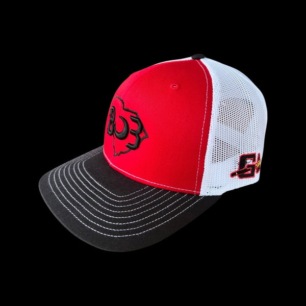 803 Gilbert Indians Black Red White Special Edition Trucker Hat