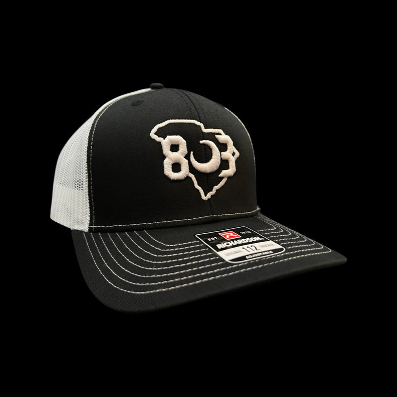 803 Richardson Black White Trucker Hat