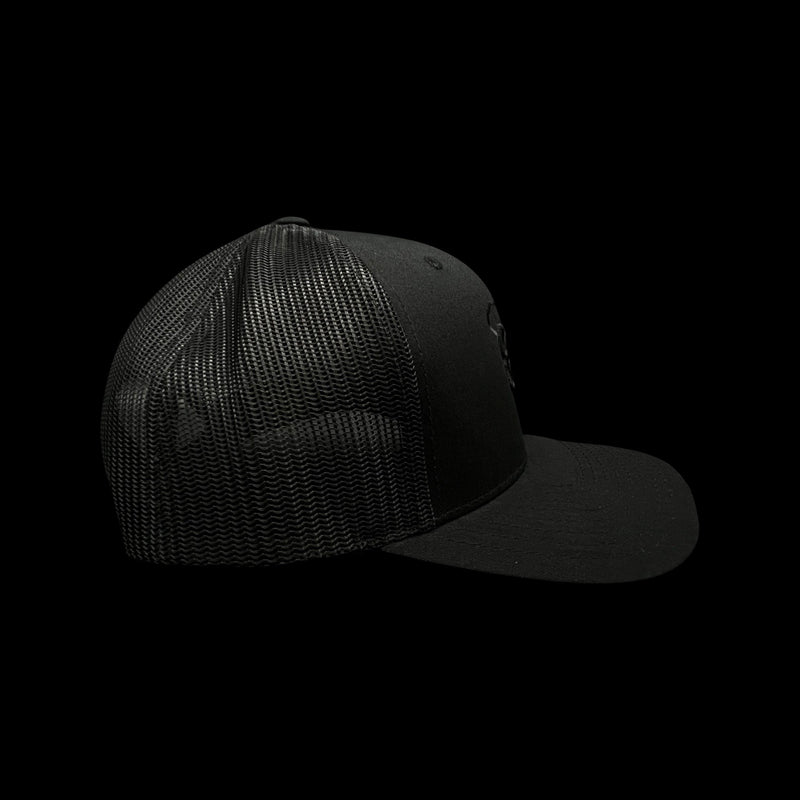 803 Yupoong Black Trucker - silver logo