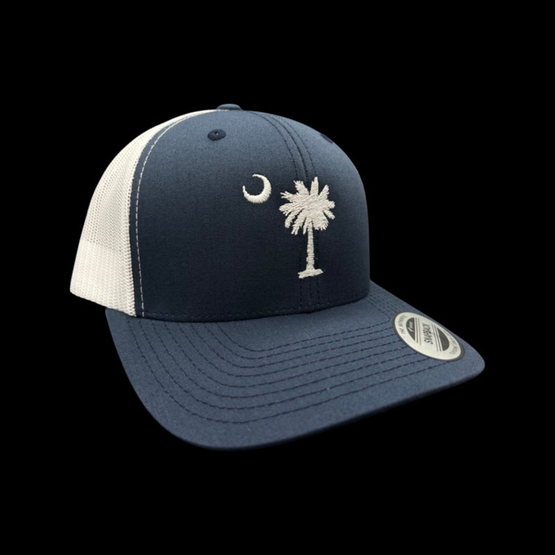 Yupoong 1776 SC Palmetto Moon Navy White Trucker Hat