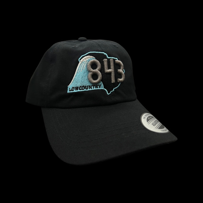 843 Lowcountry Yupoong Black-Steel Adjustable Cleanup Hat