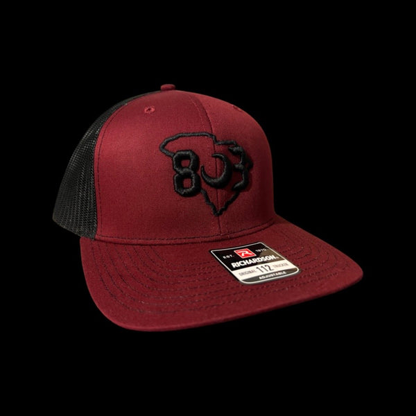 803 Richardson Garnet Black Trucker Hat