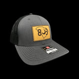 803 Richardson Charcoal - Black Genuine Leather Patch Trucker