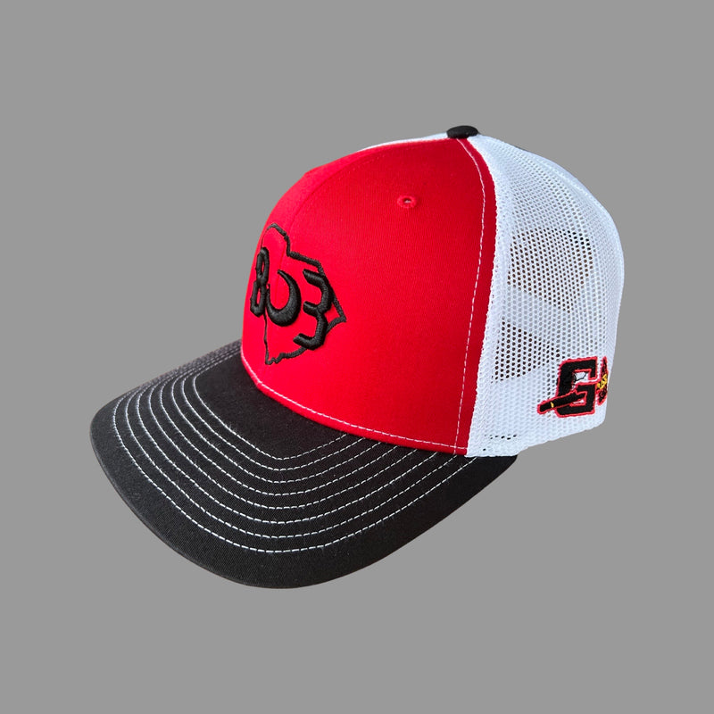 803 Gilbert Indians Black Red White Special Edition Trucker Hat