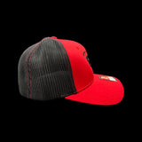 803 Richardson Flex Red Black Fitted Mesh Trucker Hat