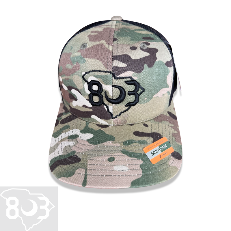 803 Yupoong Multicam Black Trucker