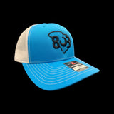 803 Richardson Cyan Blue White Trucker Black Logo