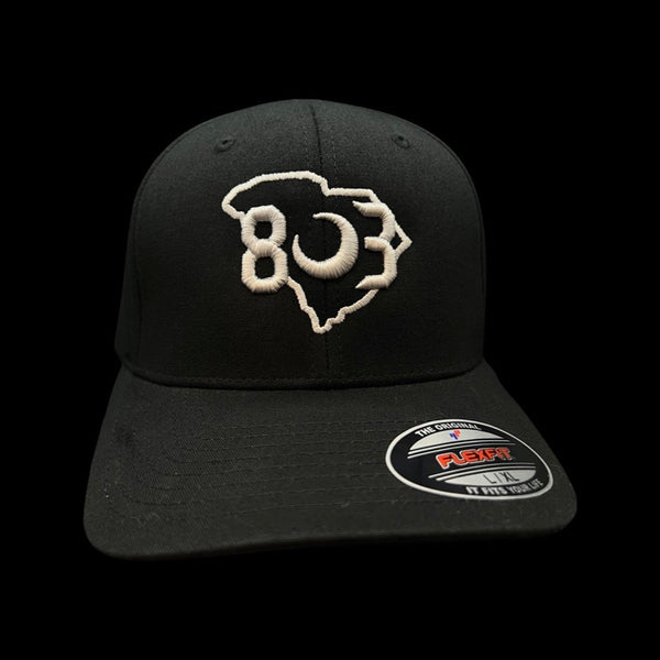 803 Flexfit Fitted Black Cotton hat (2 logo Colors)