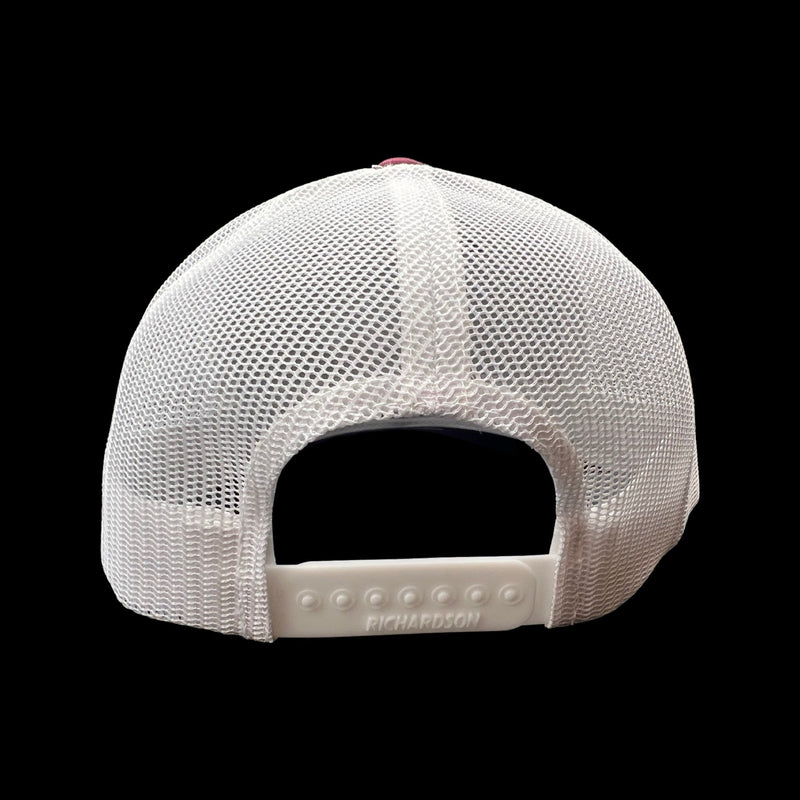 803 Richardson Garnet White Leather Patch Trucker