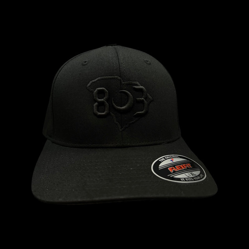 803 Flexfit Fitted Black Cotton hat (2 logo Colors)