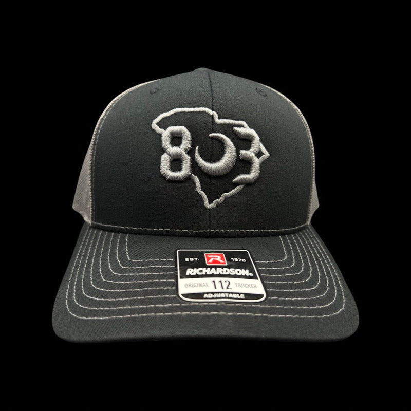 803 Richardson Charcoal Black Trucker Hat