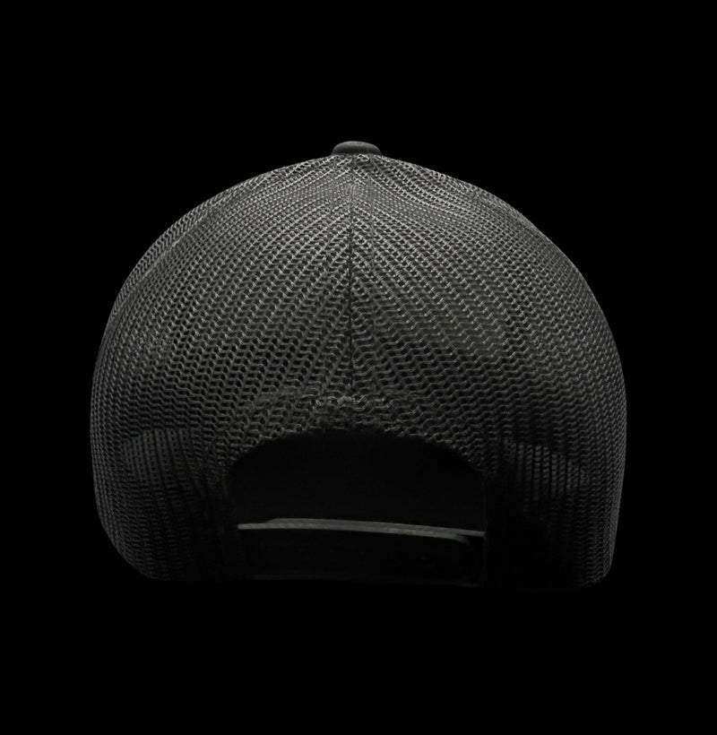 803 Yupoong Black Trucker - silver logo