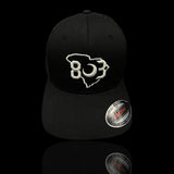 803 Flexfit Fitted Mesh Black - Silver logo