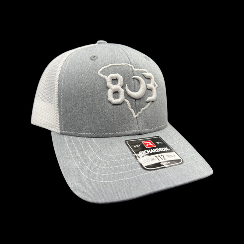 803 Richardson heather grey white youth trucker hat