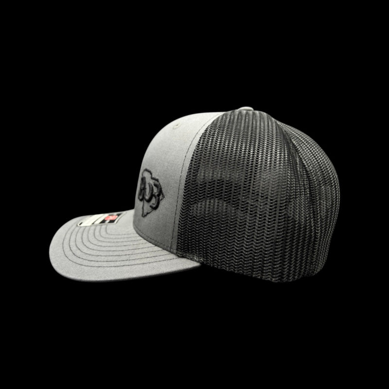 803 Richardson Charcoal-Black Offset Logo Trucker Hat