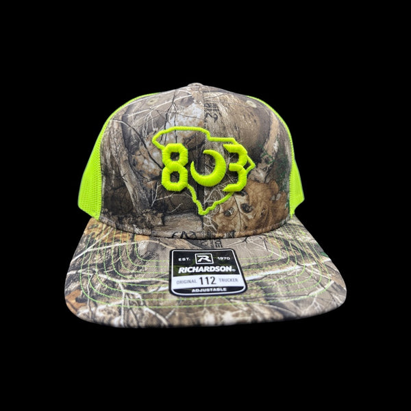 803 Richardson Realtree Neon Yellow Trucker