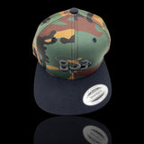 803 Yupoong Flatbill Snapback Hat Camo Black