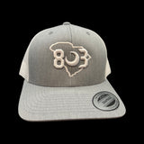 803 Yupoong Heather Grey/White Trucker