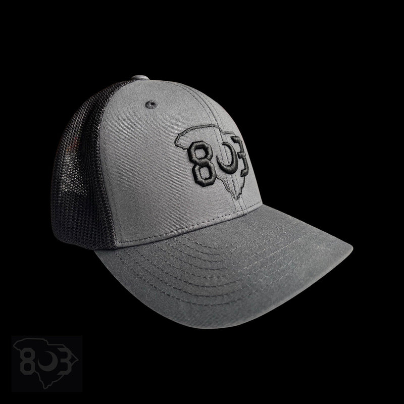 803 Flexfit Charcoal Black Fitted Mesh Trucker Hat