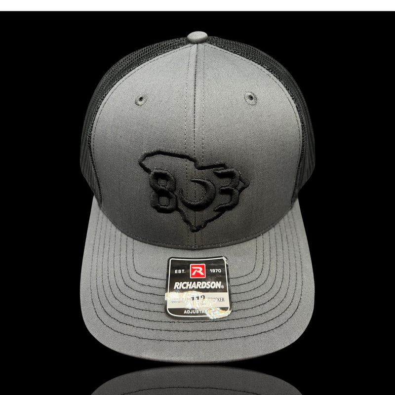 803 Richardson Charcoal Black Trucker Hat