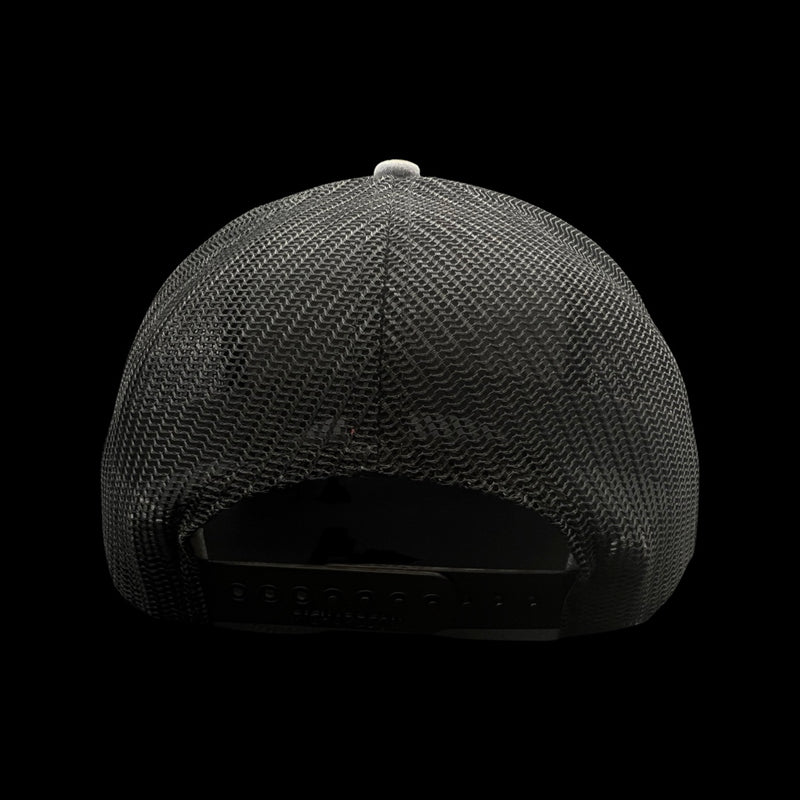 803 Richardson Heather Grey Black Genuine Leather Patch Trucker