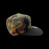 803 Yupoong Flatbill Snapback Hat Camo Black