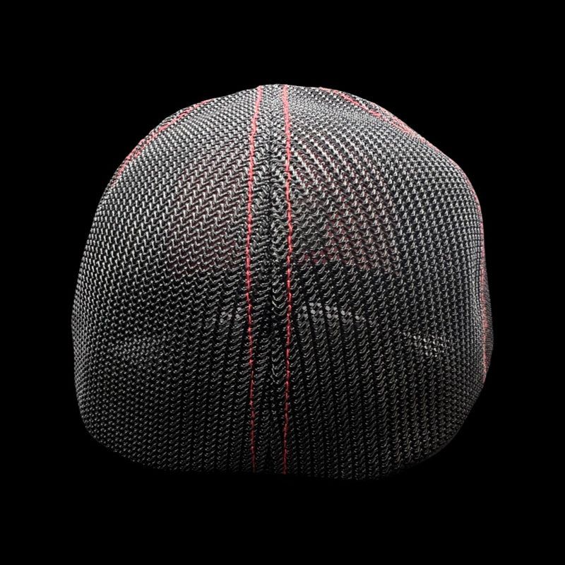 803 Richardson Flex Red Black Fitted Mesh Trucker Hat