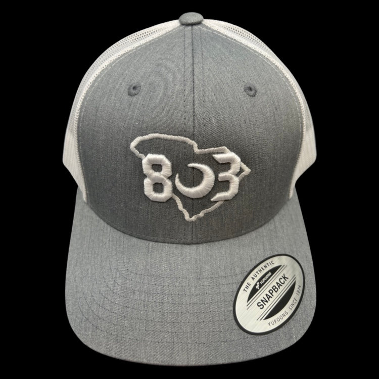 803 Yupoong Heather Grey/White Trucker