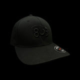 803 Flexfit Fitted Black Cotton hat (2 logo Colors)