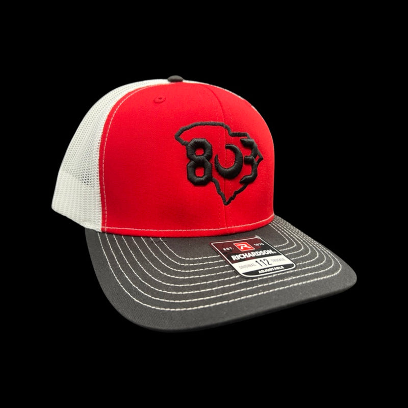 803 Richardson Black White Red Trucker