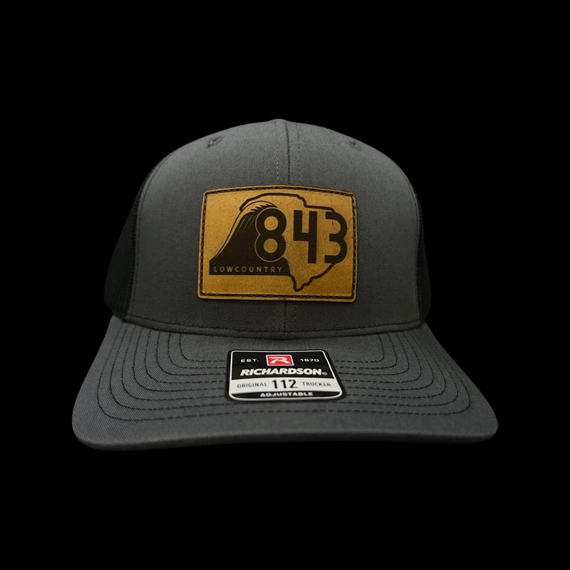 843 Lowcountry Genuine Leather Patch Charcoal Black Hat