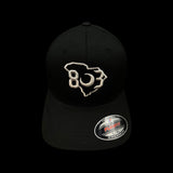 803 Flexfit Fitted Black Cotton hat (2 logo Colors)