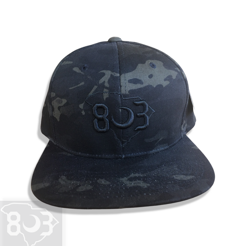 803 Yupoong Black Camo Flatbill Snapback