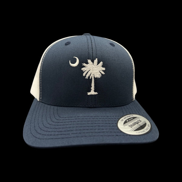 Yupoong 1776 SC Palmetto Moon Navy White Trucker Hat