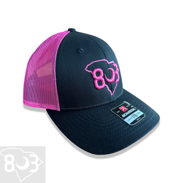 803 Richardson Black Hot Pink Trucker