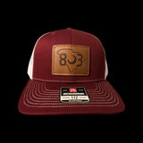 803 Richardson Garnet White Leather Patch Trucker