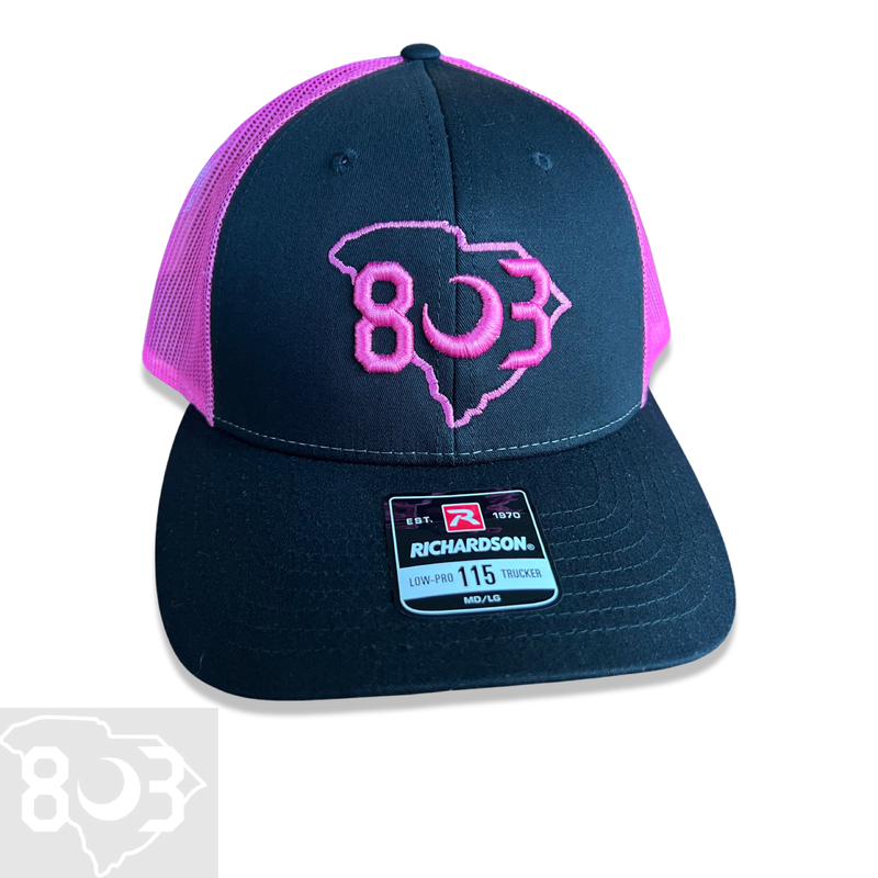 803 Richardson Black Hot Pink Trucker